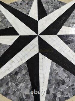 60 cm Handmade Compass Nautical Marble Mosaic NSEW Wall & Floor Tile Medallion