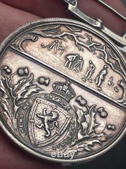 Antique 1930 Sterling Silver ROYAL CALEDONIAN CURLING CLUB Medal (C118)