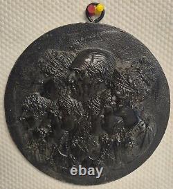 Antique 19th Century Cast Iron Spanish Royal Family Portrait Medallion Plaque
