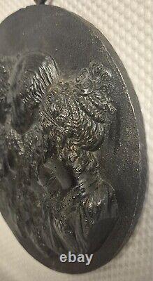 Antique 19th Century Cast Iron Spanish Royal Family Portrait Medallion Plaque