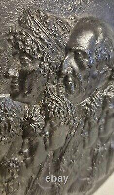 Antique 19th Century Cast Iron Spanish Royal Family Portrait Medallion Plaque Antique 19th Century Cast Iron Spanish Royal Family Portrait Medallion Plaque