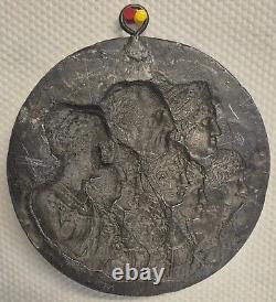 Antique 19th Century Cast Iron Spanish Royal Family Portrait Medallion Plaque