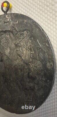 Antique 19th Century Cast Iron Spanish Royal Family Portrait Medallion Plaque