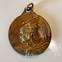 Antique French Medal Pendant Vercingetorix Approx 32mm By Royal