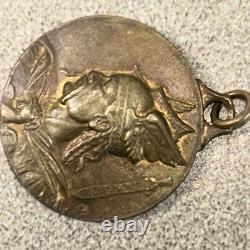 Antique French Medal Pendant Vercingetorix Approx 32mm By Royal