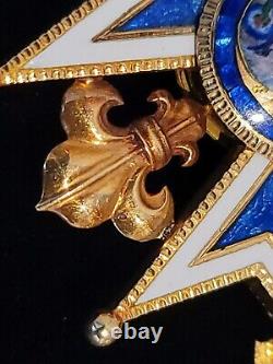 Antique Gold Royal Spanish Order Charles III Isabella Catholic Medal Award Spain