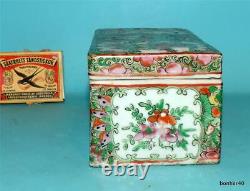 Antique Imperial Chinese Canton Porcelain Rose Medallion Rare Shaped Pencil Box