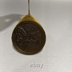 Antique Korean Imperial Postal Bronze Permit Medallion Four Horse 3.5
