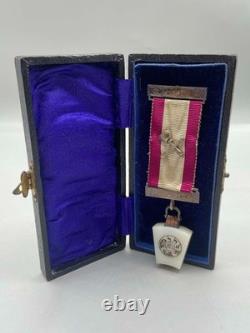 Antique Royal Arch Masonic York Rite Agate Silver Keystone Medal Boxed
