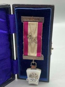 Antique Royal Arch Masonic York Rite Agate Silver Keystone Medal Boxed