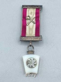 Antique Royal Arch Masonic York Rite Agate Silver Keystone Medal Boxed