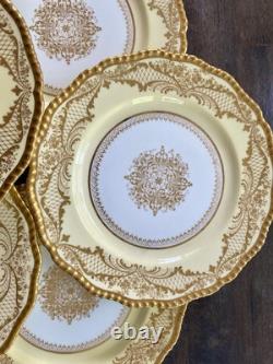 Antique Royal Doulton Jeweled 10 Dinner Plates Heavy Gold Medallion Set Of 10
