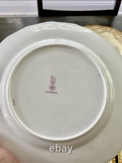 Antique Royal Doulton Jeweled 10 Dinner Plates Heavy Gold Medallion Set Of 10