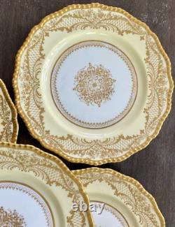 Antique Royal Doulton Jeweled 10 Dinner Plates Heavy Gold Medallion Set Of 10
