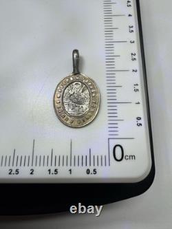 Antique Russian 84 Silver Orthodox Medallion Dormition Virgin & St Barbara