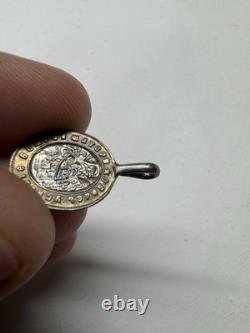 Antique Russian 84 Silver Orthodox Medallion Dormition Virgin & St Barbara