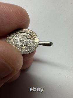 Antique Russian 84 Silver Orthodox Medallion Dormition Virgin & St Barbara
