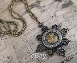 Antique guard chain, Victorian Pinchbeck chain, Imperial German medal