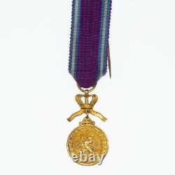 Belgium Miniature Gold Medal Of The Royal Order Of The Lion With Its Ribbon
