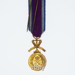 Belgium Miniature Gold Medal Of The Royal Order Of The Lion With Its Ribbon