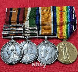 Boer War & Ww1 Medal Group 5712 Pte M Wallace Royal Irish Regiment & Documents