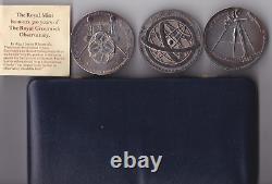 Boxed Royal Mint Hallmarked Three Silver Medal Set Greenwich Observatory