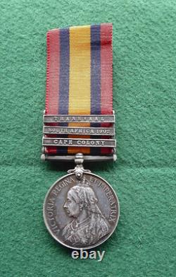 British Boer War 3 Bar Queens South Africa Medal 5th Btn Royal Warwickshire Regt