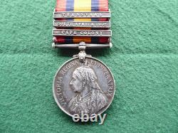 British Boer War 3 Bar Queens South Africa Medal 5th Btn Royal Warwickshire Regt