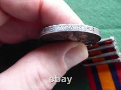 British Boer War 3 Bar Queens South Africa Medal 5th Btn Royal Warwickshire Regt