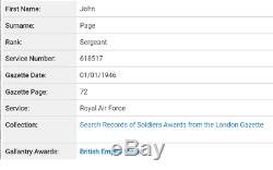 British Empire Medal Meritorious Service Royal Air Force RAF John Page