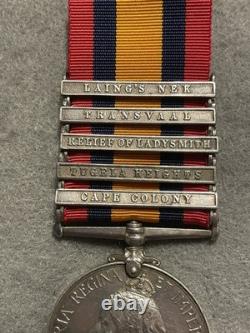 British Victorian Queen South African Medal with 5 Clasps Kings Royal Rifle Corp