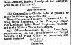 Colonel King Royal Engineers Bengal Sappers & Miners India Medal Samana 1891