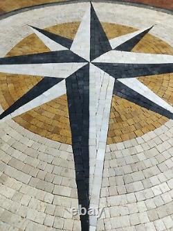 Compass Nautical Marble Mosaic Square Medallion Tile Artwork Customizable Design