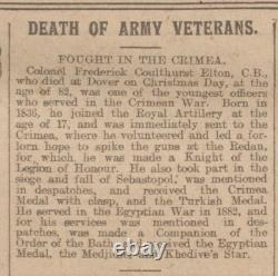 Crimean War Egypt 1882 CB medal group to Colonel Frederick Elton Royal Artillery