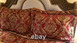 Croscill Imperial Red Gold Medallion Queen Comforter Set & Pillows -8 Pieces