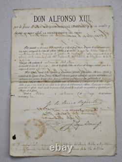 DON ALFONSO XIII Spain Signed Yo la Reina Regente SIGNED MEDAL MERIT ORDER 1893