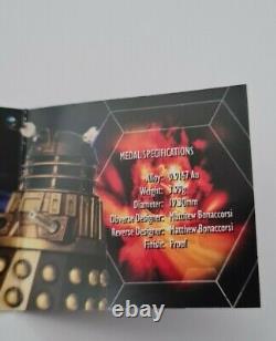 Dr Who Royal Mint Tardis And Dalek 22 Carat Gold Proof medal Coin RARE