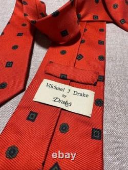 Drake's Tie 50oz Royal Twill Medallion Orange