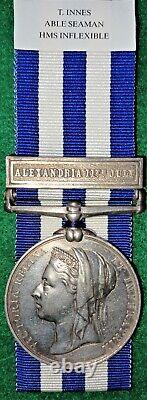 Egypt Medal 1882 undated, clasp Alexandria 11th July to Royal Navy, Inflexible