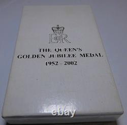 Eiir Elizabeth II Golden Jubilee Medal 2002 In Royal Mint Case & Extra Ribbon Sh