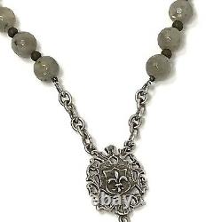 FRENCH KANDE Labradorite Gemstone Necklace Cuvee Royale Medallion Toggle RARE