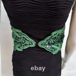 Faux leather women royal belt luxury italian fashion handmade embroidered green