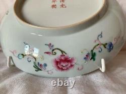 Fine Imperial Chinese Famille Rose Lotus Scroll Medallion Saucer Dish Guangxu