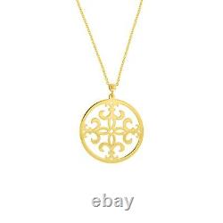 Fleur De Lis Medallion Pendant Necklace Royal Medallion For Women 14K Solid Gold