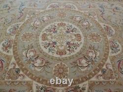 French Rug 9x12 Savonnerie Aubusson Design Royal King Crown Medallion Pictorial
