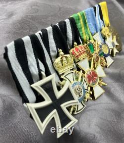 GERMAN IMPERIAL 7-piece MEDAL BAR / GERMAN WWI MEDAL/ PARADE BAR