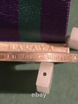 GSM Medal bar MALAYA clasp 22833563 Mitchell RMP Royal Military Police