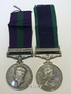 General Service Medal Pair Gleeson Royal Scots & Royal Marines Borneo Pale
