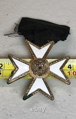 Genuine Russian Enamel Imperial Monarchy Union Medal Pin Badge Cross 1st Step