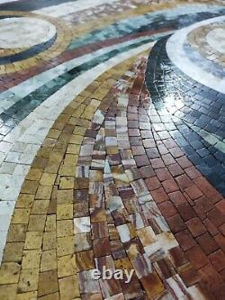 Geometrical marble mosaic medallion wall backsplash tile artwork customizable
